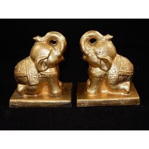 Cast Iron Elephant Bookends Doorstop ~ Made in Japan